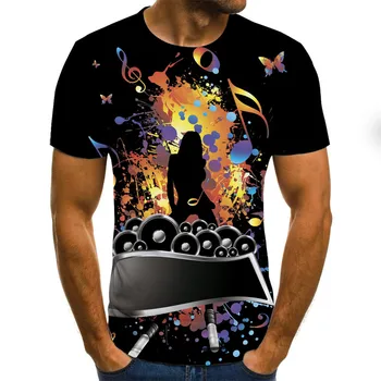 2020 3D T-shirt pentru Bărbați Muzica tricouri 3d Chitara Tricouri Casual Tricou Metal Imprimare Gotic Anime Haine cu Maneci Scurte t shirt