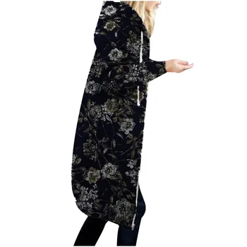 2020 Amestec de Bumbac Strat mai Recente Femeile Cald Hanorac cu Print Floral Zipperlong Îmbrăcăminte Casual Женская Куртка #T2G