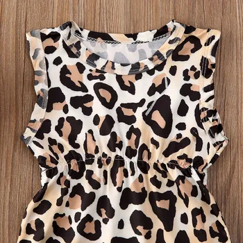 2020 Baby Girl Body Nou-născut Fetița fără Mâneci Leopard mingea Costume Salopeta Moale Haine Tinute 0-24M