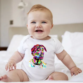 2020 Copil Nou-născut Tripleți Copilul Tupac 2pac Hip Hop Swag Print Short Sleeve Romper Salopeta Moda Haine Baieti Haine Fete