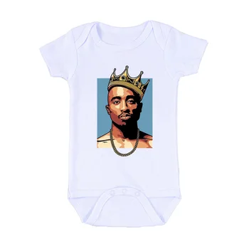 2020 Copil Nou-născut Tripleți Copilul Tupac 2pac Hip Hop Swag Print Short Sleeve Romper Salopeta Moda Haine Baieti Haine Fete