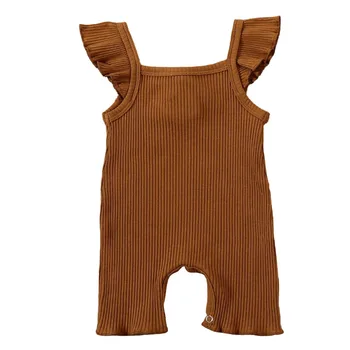 2020 de Vara pentru Copii Romper Drăguț Nou-născut copii Fata de Copil Ciufulit Romper Solidă tricot cu Nervuri-o singură bucată Salopeta Bumbac Tinuta
