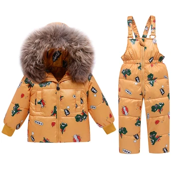 2020 Desene animate NOI dinozaur Set Haine Copii Fete haine iarna baieti jos jacheta salopeta copii Îngroșa Cald Copil snowsuit