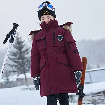 2020 Iarna Copii Thich Rață Jos Haina Băieți Fete rusă Zapada de Ski Adolescenți Îmbrăcăminte exterioară Capișon Jachete Calde, cu Guler de Blană