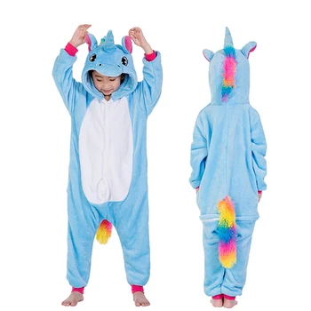 2020 Kigurumi Copii Unicorn Pijamale Panda Body-Uri Baieti Fete Pijamale De Iarnă Pijamale Flanel Animale Copii 4-12 Onesie