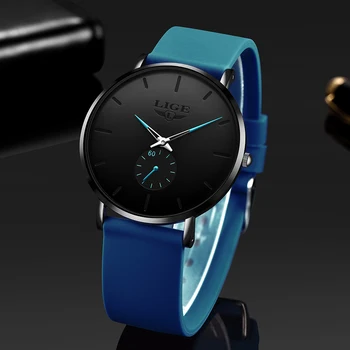 2020 LIGE Lux Barbati Ceas de Moda Minimalist Albastru Ultra-subțire curea Silicon Ceas Casual Impermeabil Bărbați Ceasuri Cadouri pentru Bărbați