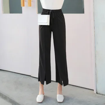 2020 Moda De Vara Largi Picior Pantaloni Femei Talie Mare Carouri Cu Dungi Loose Palazzo Pantaloni Office-Eleganta Doamnelor Plus Dimensiune Pantaloni