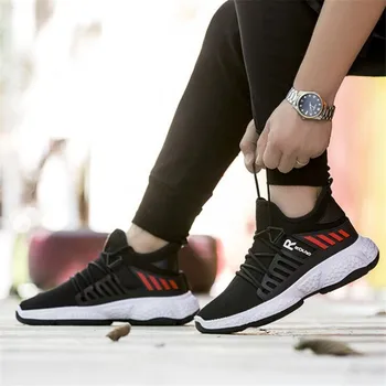 2020 Moda Nouă Bărbați Adidași Plat Pantofi Casual pentru Barbati ochiurilor de Plasă Respirabil de Mers pe jos de Sport Pantofi de Funcționare de Vară, Alb, Negru