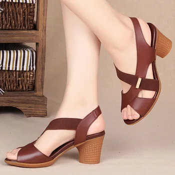 2020 moda pentru femei sandale platforma de vară mid-toc toc înalt open-toe casual non-alunecare spate curele de plaja doamnelor pantofi