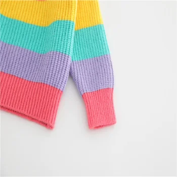 2020 Nou Copil fetita Pulover Toamna iarna Curcubeu cu Dungi tricotate copii pulovere de moda moale caldă pentru Fete Imbracaminte
