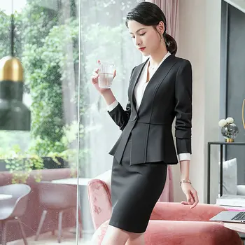 2020 nou de înaltă calitate profesională costum fusta feminin Casual slim cu maneca lunga pentru femei sacou Office interviu îmbrăcăminte