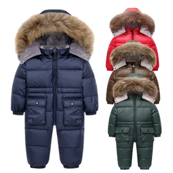 2020 nou iarna pentru copii salopeta rață jos jacheta baieti si fete pentru Sugari Îmbrăcăminte blană adevărată de joacă pentru copii de iarnă se ingroase straturi