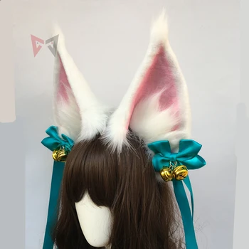 2020 Nou LOL Spiritul Floare Ahri e Cosplay DIY Dimensiuni Mari Vulpea Albă Urechi Hairhoop Bentițe articole pentru acoperirea capului Pentru Costum Accesorii