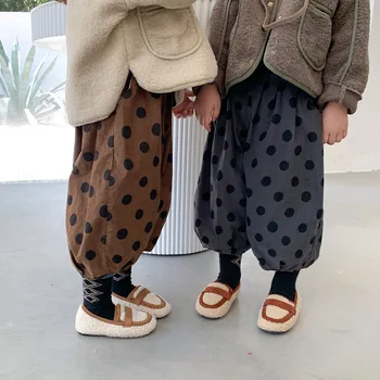 2020 Nouă Băieți și Fete din Bumbac de Cauzalitate Polka Dot Pantaloni Copii Copilul Pierde Casual pantaloni de Catifea cord Harem Pantaloni pentru Copii Haine