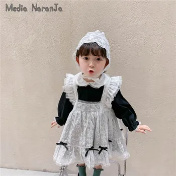 2020 toamna noua modă fete Lolita alb dantela neagra rochie de Printesa Petrecere Copii Haine de Fata