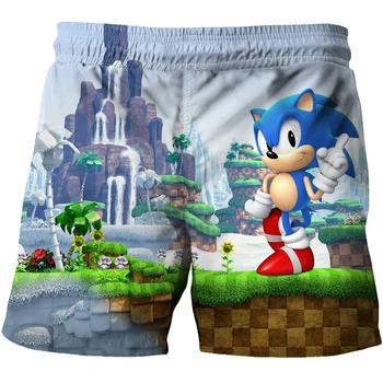 2020 Vara Baieti de Desene animate Sonic ariciul pantaloni scurți Albastru 3D Imprimate Fete Streetwear Copii de moda pentru Copii Amuzant pantaloni scurti