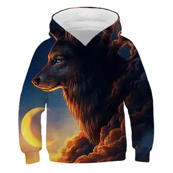2020 vânzare fierbinte Wolf 3D Băieți Fete Hanorace poliester Tricou Copii Haine de Toamnă și de Iarnă Tricoul Personalitate hanorace