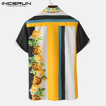 2021 Bărbați Cămașă Hawaiană Rever Maneca Scurta, Imprimare Mozaic Streetwear Bluza de Plaja Chic Casual Camisa Masculina S-3XL INCERUN