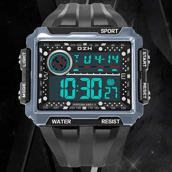 2021 Nou Sport Barbati Ceas Silicon Curea Militare Pătrat Ceasuri Led Luminos 50M Impermeabil Ceas Digital Relogio Masculino