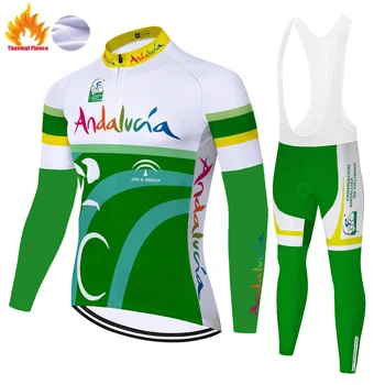 2021 pro ANDALUCIA echipa de ciclism Jersey cu bicicleta pantaloni Sport biciclete imbracaminte barbati thermal fleece 20D mayot bicicleta hombre