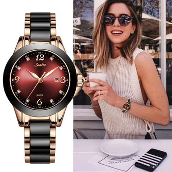 2021 SUNKTA Brand Ceas de Moda pentru Femei de Lux din Ceramică Și Brățară de Aliaj Analog Ceas de mână Relogio Feminino Montre Ceas Relogio