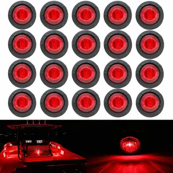 20buc 3/4 Inch Rotund LED Roșu Universal de Înaltă Calitate Camion Trailer Lateral Lampă de poziție 24V 80LM