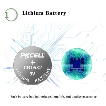 25Pcs 5Cards PKCELL CR1632 3V Baterii Buton Monedă de Celule Litiu Pentru Ceasuri Calculator Lanterne de la Distanță Masina