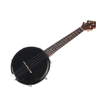 26 Inch Banjo Banjolele Ukulele 4-String Vintage Placat cu Geantă de transport Tuner Electronic