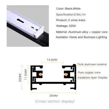 2piese/Mult 0,5 M de Cale Ferată pentru pistă LED lumina Lămpilor de Iluminat Universal din aluminiu cu 2 fire Feroviar pentru Magazin de Haine Feroviar Conector