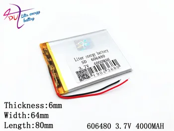 3.7 V 4000mAH 606480 (polimer litiu-ion / Li-ion ) pentru ceas Inteligent,GPS,mp3,mp4,telefon mobil,vorbitor