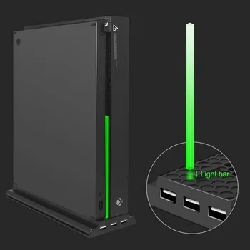 3 În 1 Suport Vertical pentru Xbox One X economie de Spațiu de Andocare cu Ventilatoare de Răcire pentru a Preveni Supraîncălzirea, 3 Porturi USB Încărcător & Light Bar