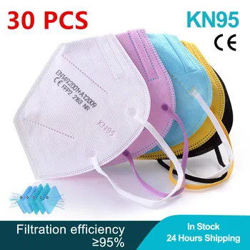 30PCS FFP2 5 Măști Strat Non-țesute Filtru KN95 Masca Adult Protecție Anti-praf Reuseable Respirabil FFp2 Gura Mascarilla Masque