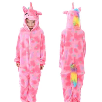 32 Set Nou kigurumi de Copii de origine Animală Pijamale Baieti Fete Unicorn Tigru Pegasus Iarna cu Gluga pentru Copii Pijamale Onesie Pijamale Flanel