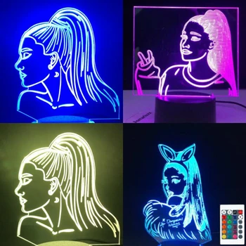 3D Lampă de Masă lumină de Veghe Celebritate Cantareata Ariana Grande Poster Pisica Fata Fanilor Cadou pentru Dormitor Decorative 3d Led Lumina de Noapte