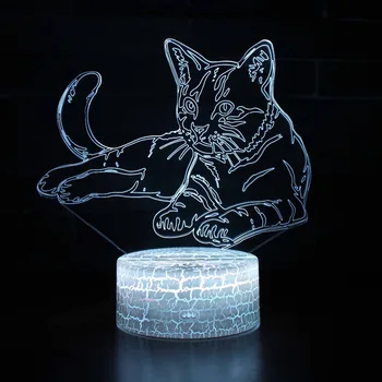 3D LED Lampa cu Lumini de Noapte Pisică, Câine, Urs Schimbare de Culoare Holograma Atmosfera Noutate Lampa pentru Decor Acasă Iluzie Vizuală Cadou