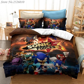 3D Sonic Ariciul Carpetă Acopere Set Copii pentru Copii Set de lenjerie de Pat Lenjerie de pat Textile de Casa Twin Plin Regina King Super-King Size 02