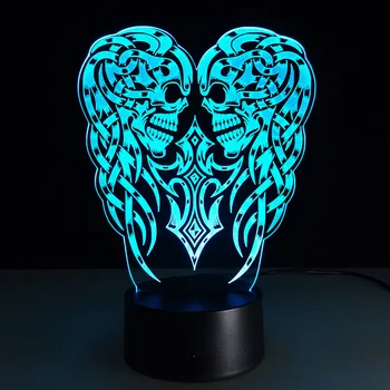 3D USB Craniu Masă LED Lumina de Noapte Multicolore Iluzie Optică Birou de Iluminat Lampa Pentru Halloween cu Cutie Baterie de Încărcare