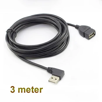 3m Unghi Drept de 90 de Grade, USB 2.0 Tip de sex Masculin la Feminin Extensia de Date Cablu de Încărcare Cablu Ecranat