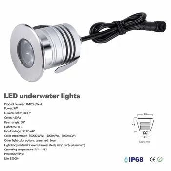 3W LED Piscină Lumină Lampă Subacvatice IP68 rezistent la apa Lumina Pentru Piscina DC12-24V Siguranță Iaz, Fantana de lumina Reflectoarelor