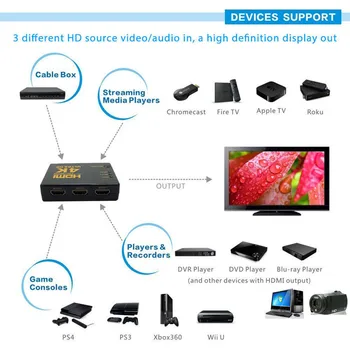 4 K * 2 K Switch HDMI 3 Portas hdmi Switcher Selector Comutator Cutie Hub-ul de la Distanță IR 1080p Pentru DVD HDTV Xbox PS3 PS4