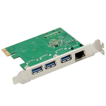 4 Porturi PCIe USB 3.0 Card de Expansiune RJ45 Gigabit Ethernet Adapter Card AX88179 LAN Converter Card VL805 5Gbps