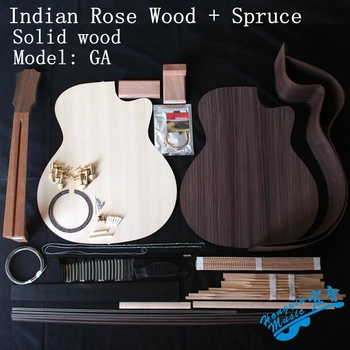 41inch GA Chitara Acustica DIY Kit India din Spate+Laterale African Mahogany Neck+Abanos Grif+ Spruce Top