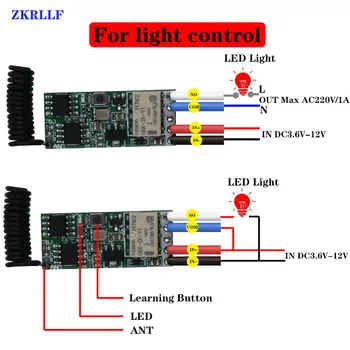 433MHz DC 12V Mini Releu de Control de la Distanță Switch1CH Controler Wireless receptor Emițător de lumină de Crăciun stringcontrol DIY
