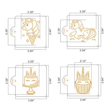 4buc/set Zâmbet Unicorn Cookie-uri Stencil Cafea Șabloane Șablon Pentru Petrecerea de Ziua Biscuit Tort Mucegai Tort de Decorare Instrument