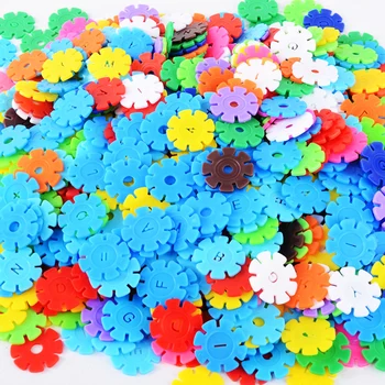 500pcs Fulg de nea din Plastic Blocuri Jucarii Mix de Culori DIY Asamblarea Fulg de nea Cărămizi Copii Educative Jucarii Clasice