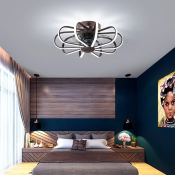 55CM Nordic LED ventilator de tavan lampa cu lumini de control de la distanță decor dormitor modern ceeling fanii cu lumina ventilator lampa Tăcut