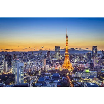 5D DIY Decoratiuni Acasă Spray Vopsea Panza Diamant Pictura Tokyo Tower Amurg Peisaj de Artă de Crăciun Mozaic Pictura Cadou