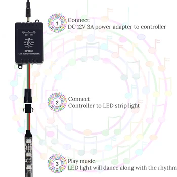 5m 10m WS2811 Digital cu LED Bandă 12V Vis de Culoare 30LEDs/ 60LEDs RGB LED Strip Lumină Set cu Controler de Muzică Adaptor de Alimentare