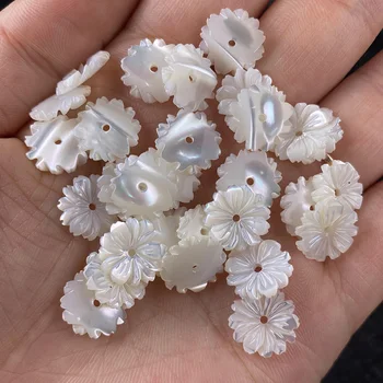 5pcs 10mm 12mm Carven Alb Shell Flori Naturale Pure Material Petale de Flori 3D Margele pentru Handmade Colier DIY Bijuterii
