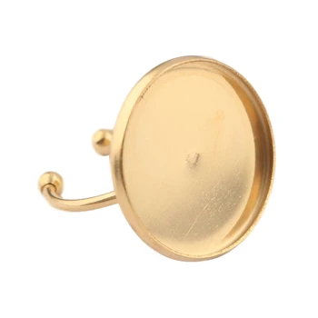 5pcs Placat cu Aur din Oțel Inoxidabil 20mm Cabochon Rotund Inel Setarea de Bază Mingea Șirag de mărgele de Cap Gol Cameo Ramele Tăvi pentru Inele de Luare